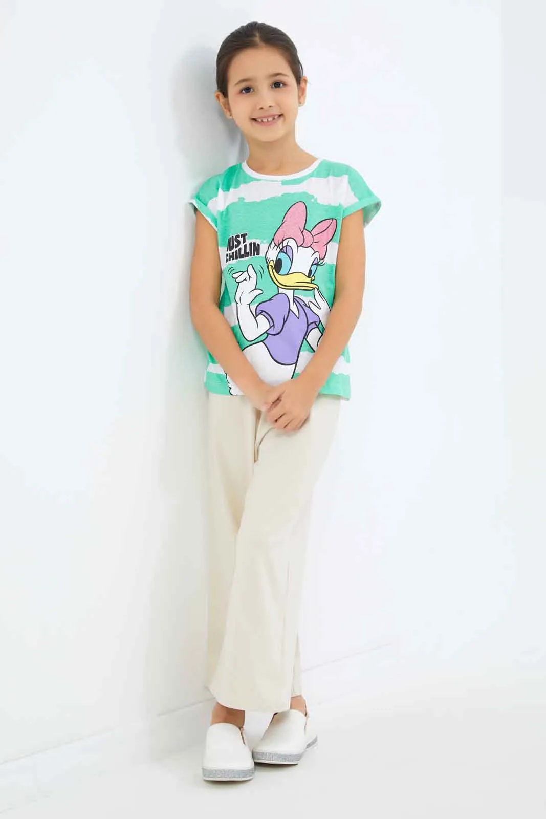 Girls Beige Jersey Trouser