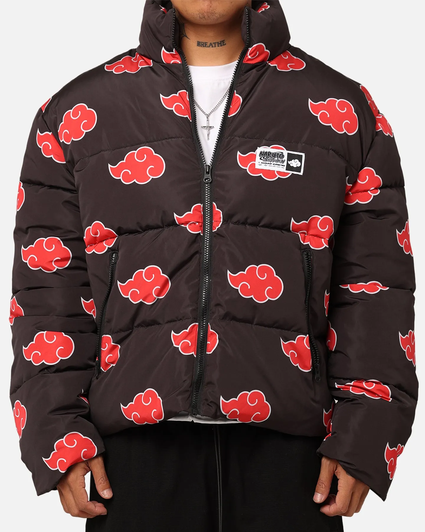 Goat Crew X Naruto Akatsuki Puffer Jacket Black