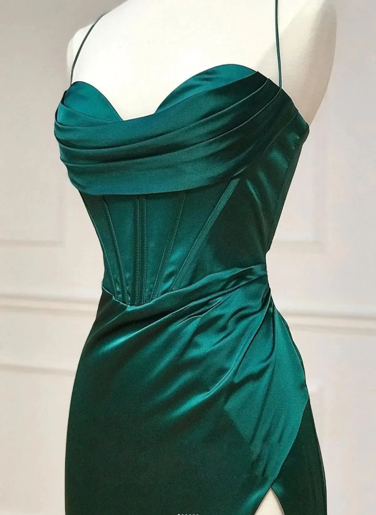 Green Sweetheart Long  Cross Back Prom Dress, Green Long Formal Dress