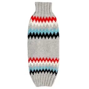 Grey Chevron Striped Wool Dog Sweater