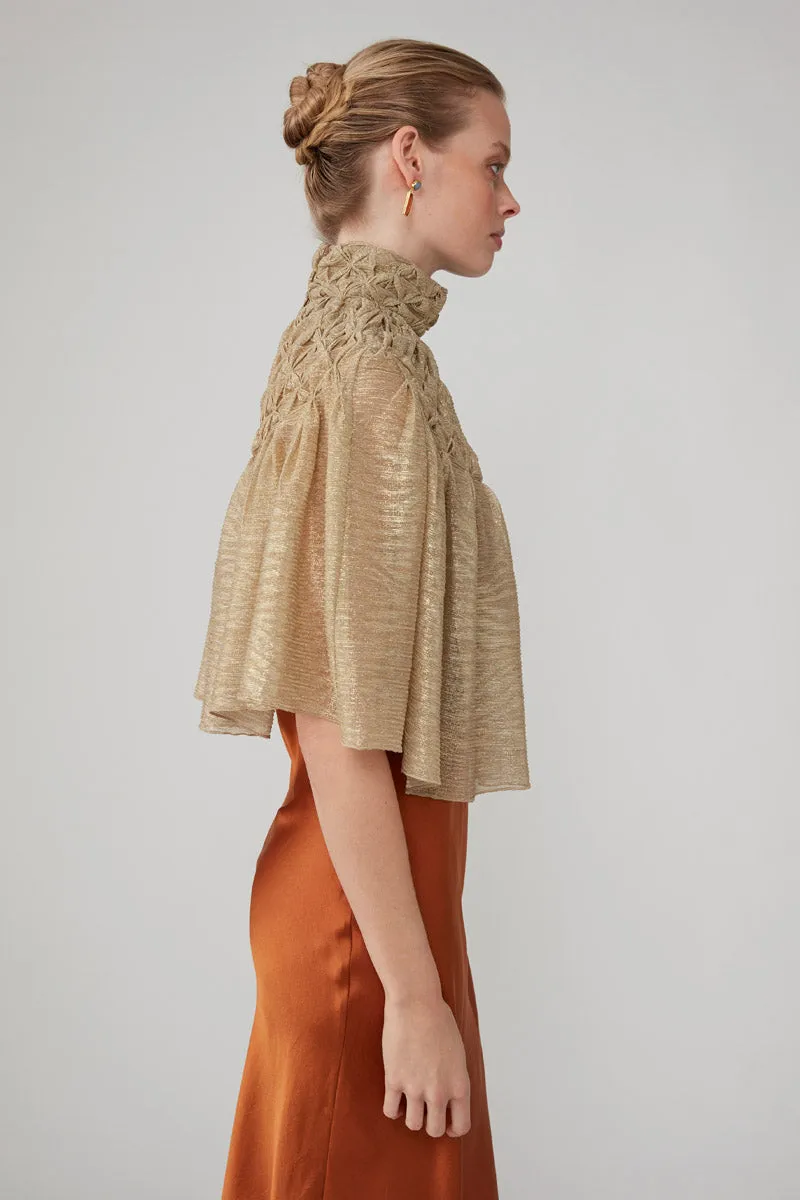 HANDSMOCKED CAPE - GOLD