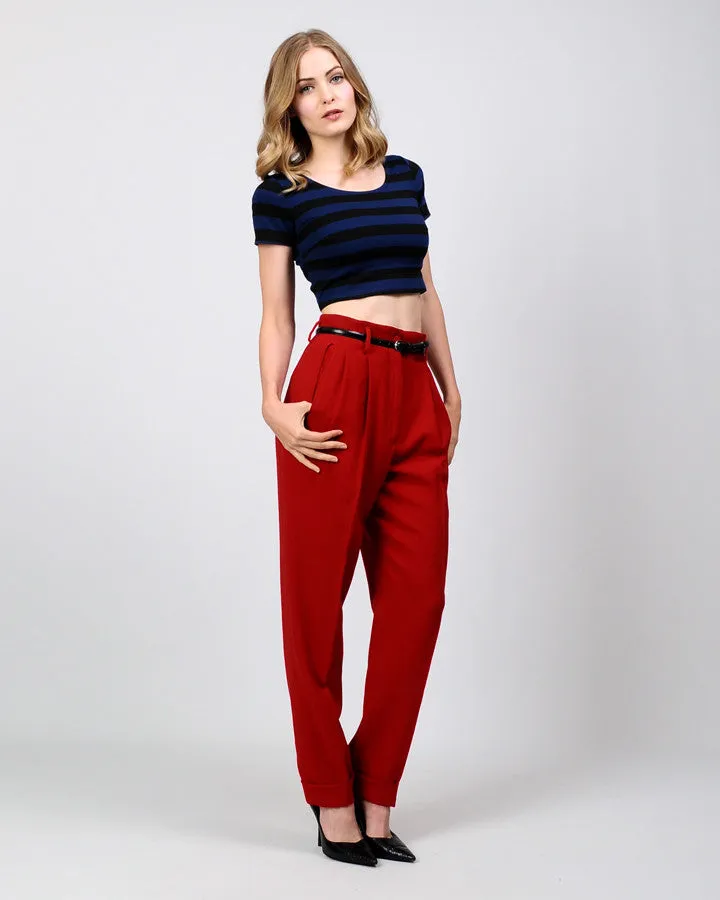 Henri Bendel Red Wool Trousers