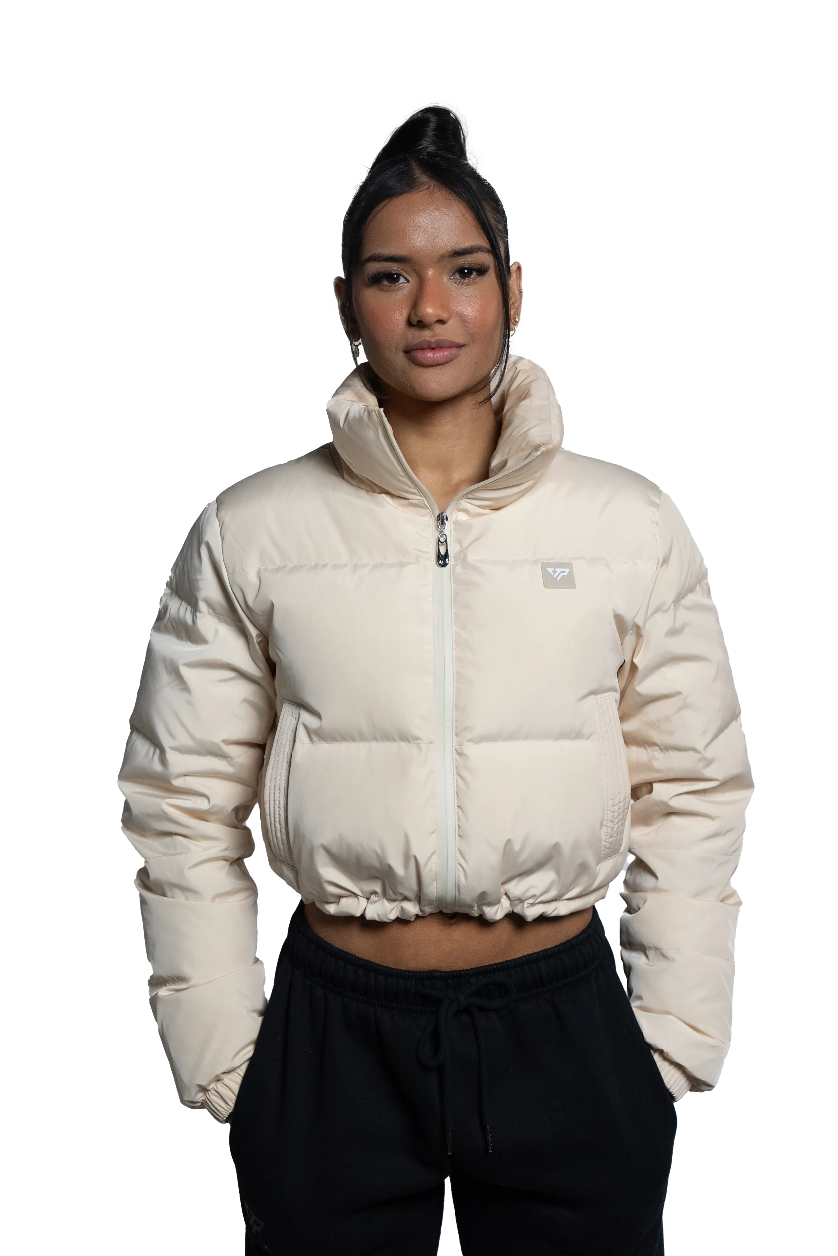 Horizon Cropped Puffer Jacket - Beige