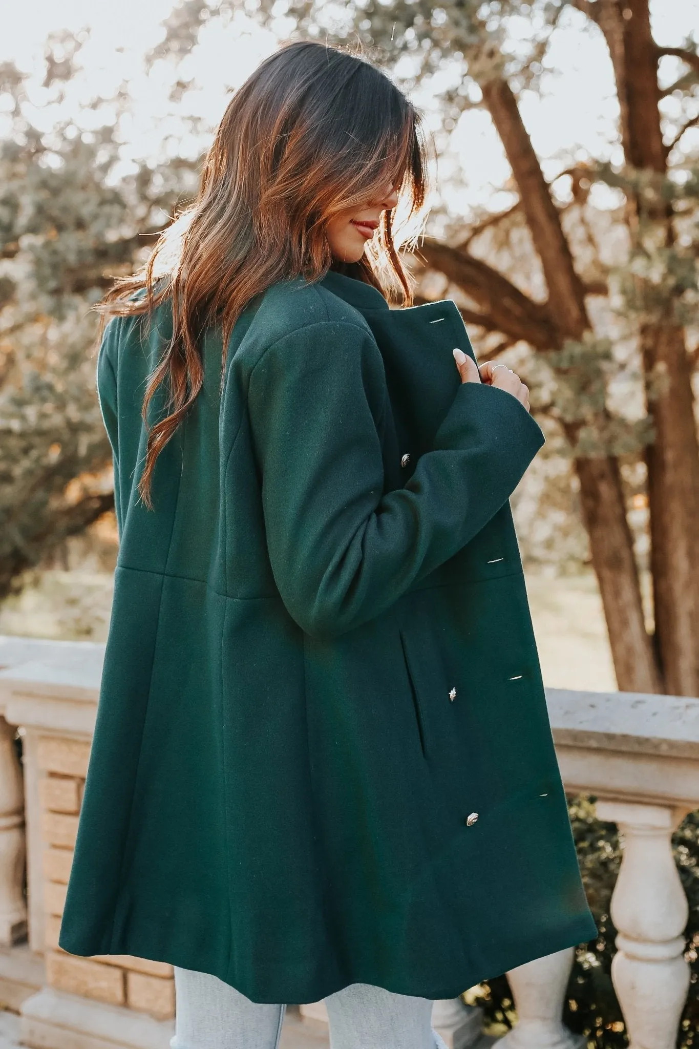 Hunter Green Double Breasted Peacoat - FINAL SALE