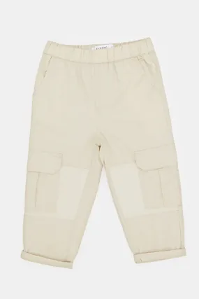 Infant Boys Beige Cargo Pull Up Pants