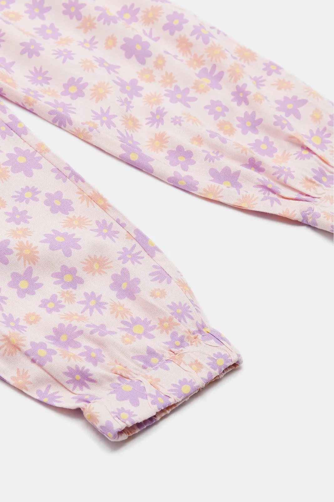 Infant Girls Lilac Floral Printed Harem