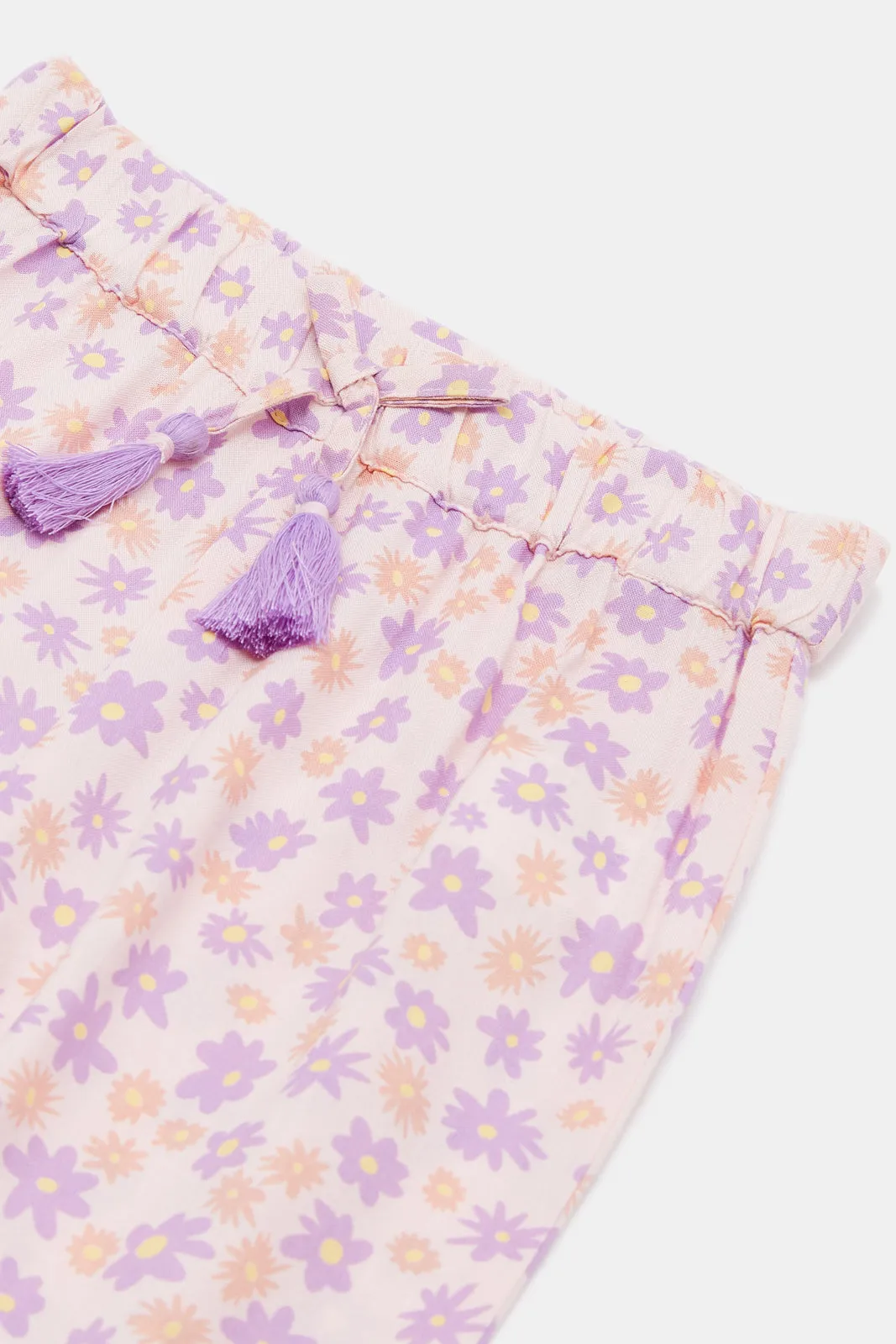 Infant Girls Lilac Floral Printed Harem