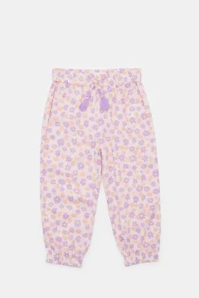 Infant Girls Lilac Floral Printed Harem