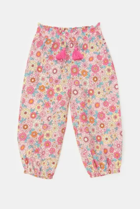 Infant Girls Pink Floral Print Trousers