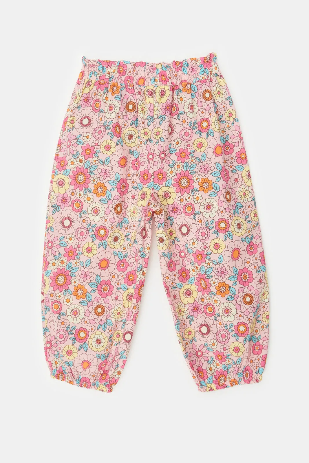 Infant Girls Pink Floral Print Trousers