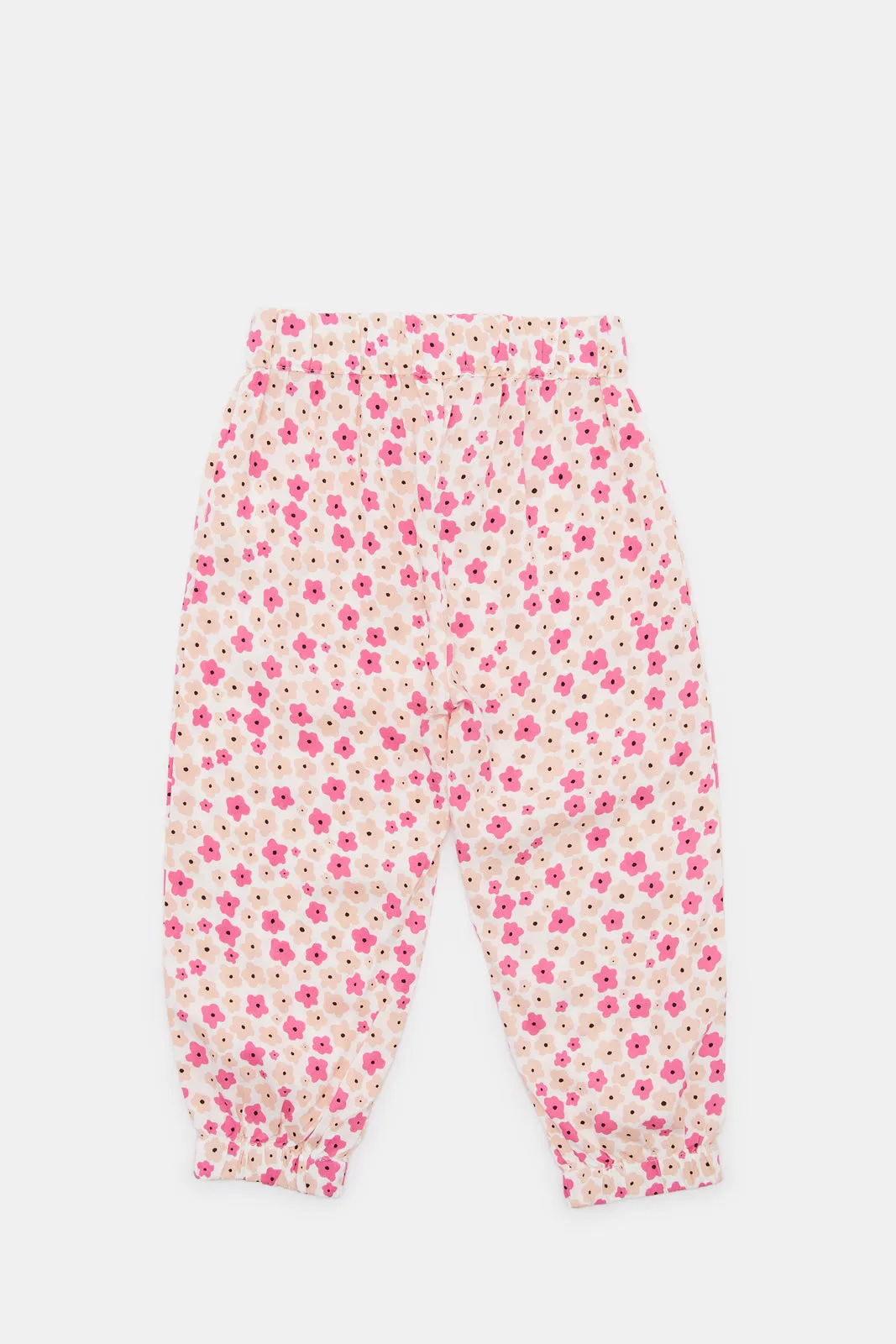 Infant Girls Pink Floral Printed Harem