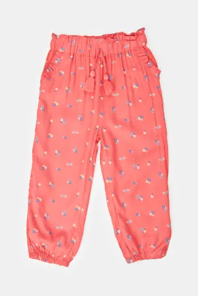 Infant Girls Red Floral All Over Print Trousers