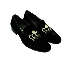 ITalian Velvet Suede Smart Black Shoe Slipper Moc