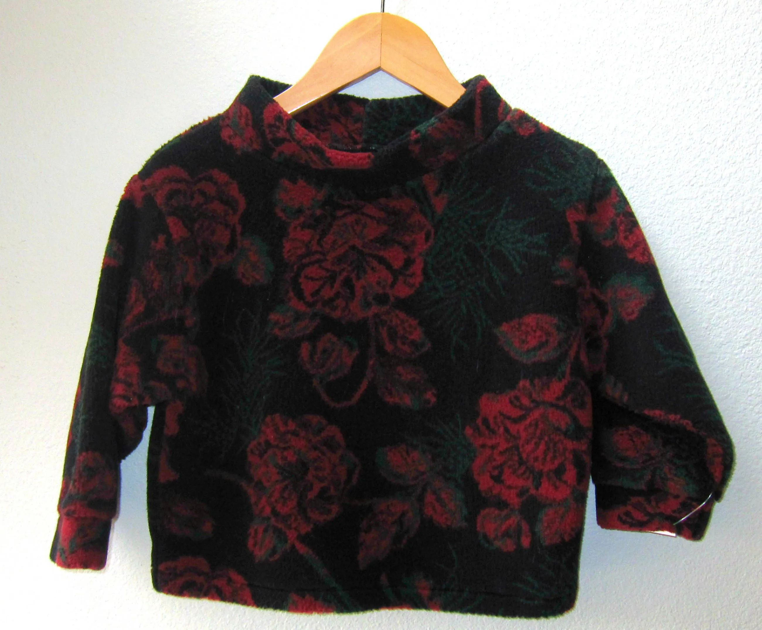 Jacket Fleece Pullover Sweater Red Floral Girls