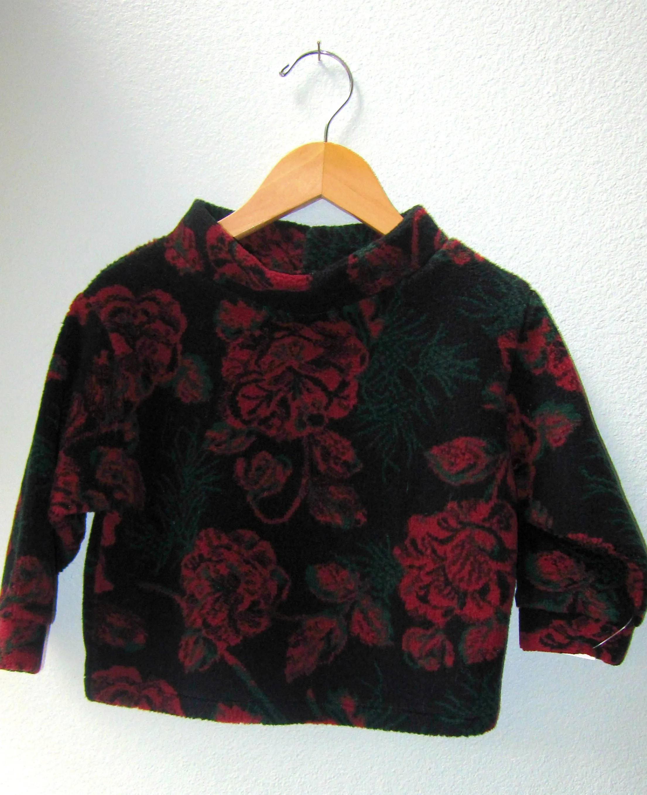 Jacket Fleece Pullover Sweater Red Floral Girls