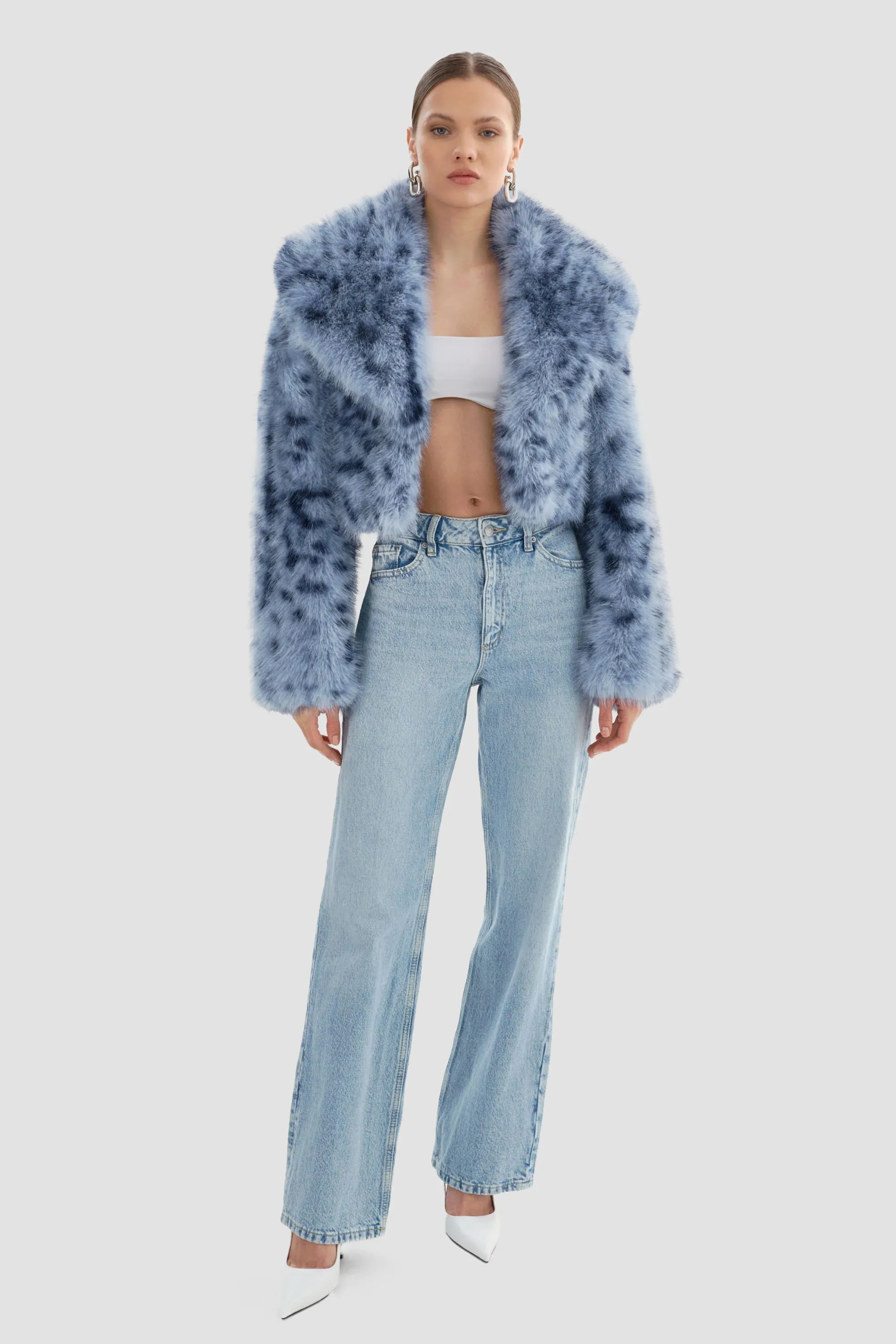 LAMARQUE Women's Danika Leo Faux Fur Crop Jacket