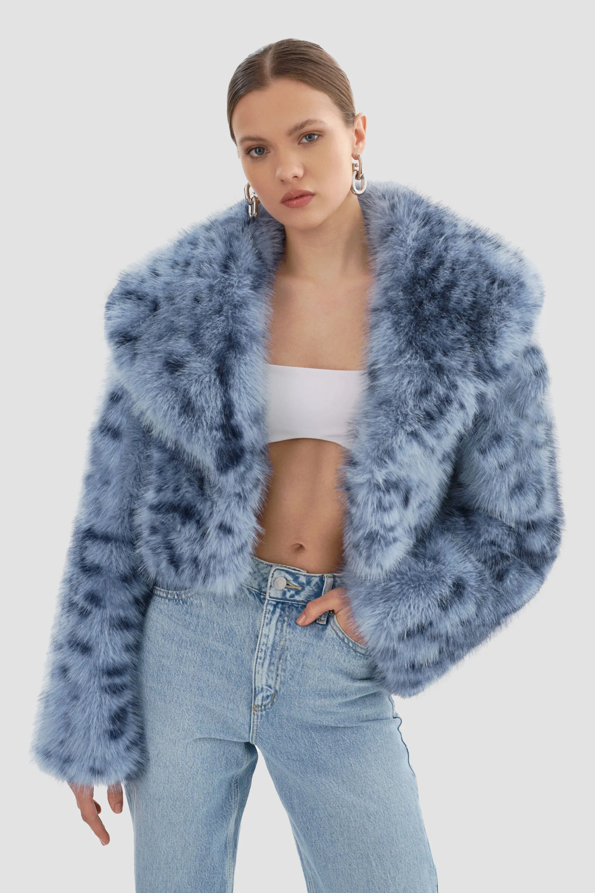 LAMARQUE Women's Danika Leo Faux Fur Crop Jacket