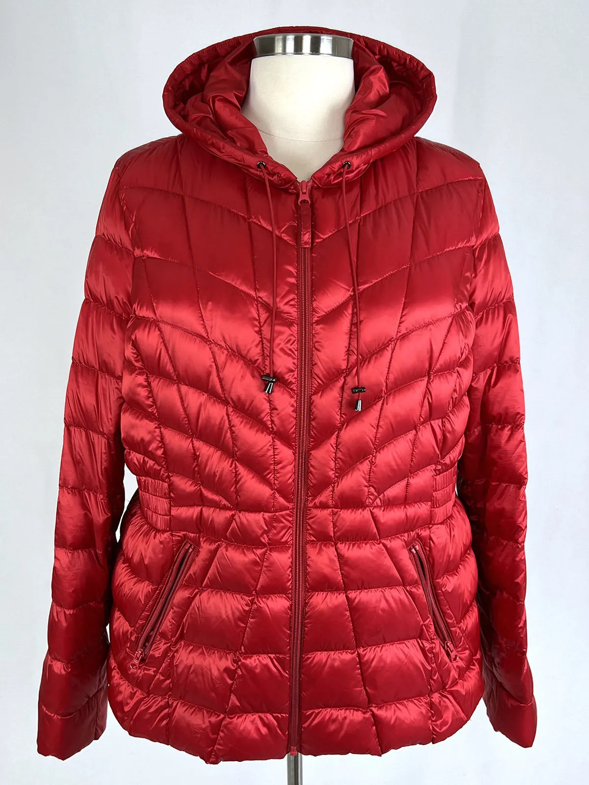 Lane Bryant Size 22/24 Red Quilted Hooded Coat NWOT