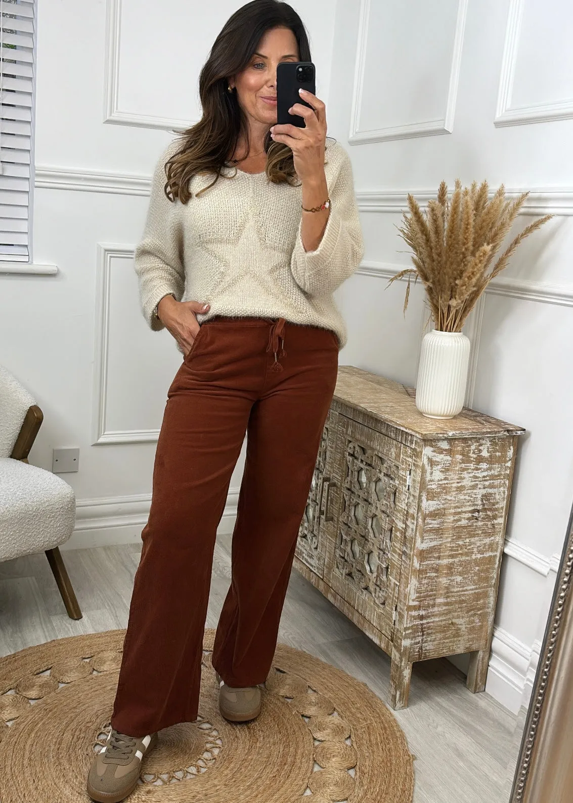 Latoya Rust Corduroy Wide Leg Trousers