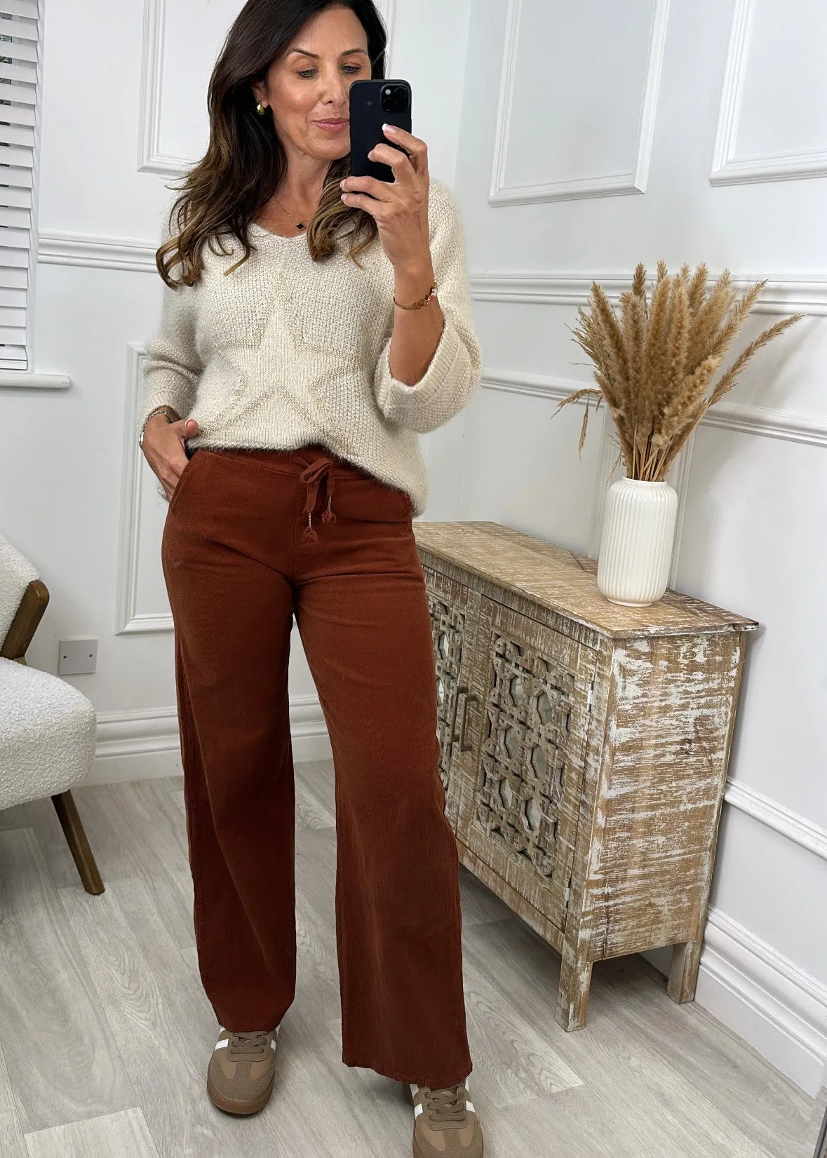 Latoya Rust Corduroy Wide Leg Trousers