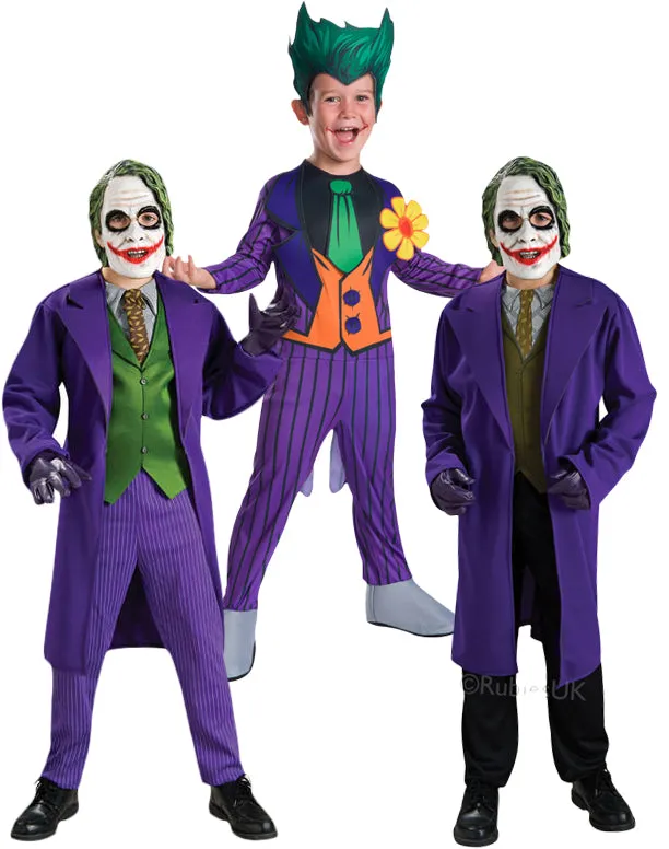 Licensed Joker Boys Halloween Fancy Dress Costumes