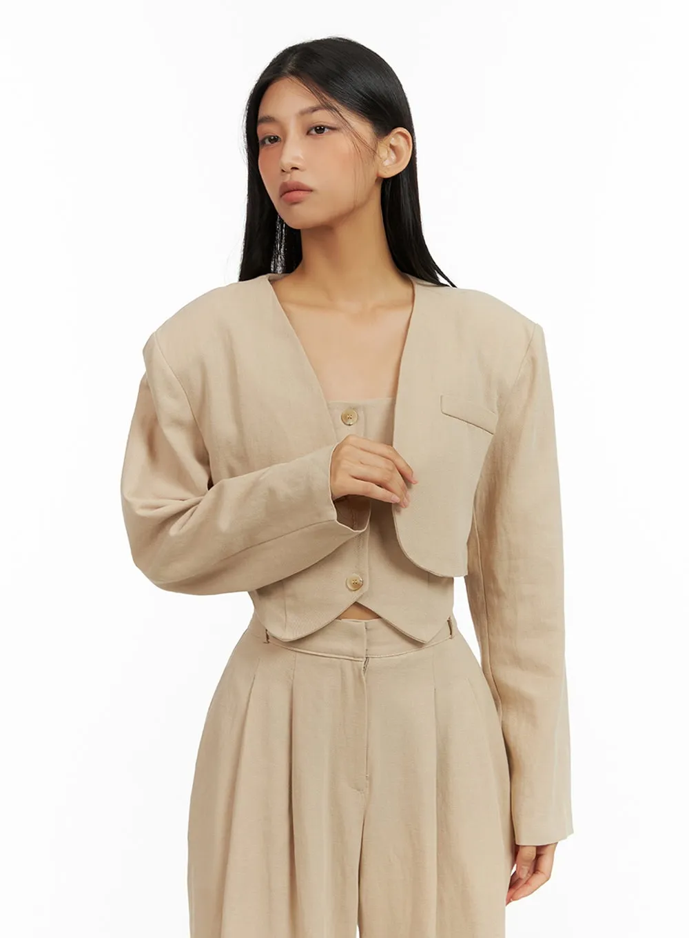 Linen Bolero Jacket IU412