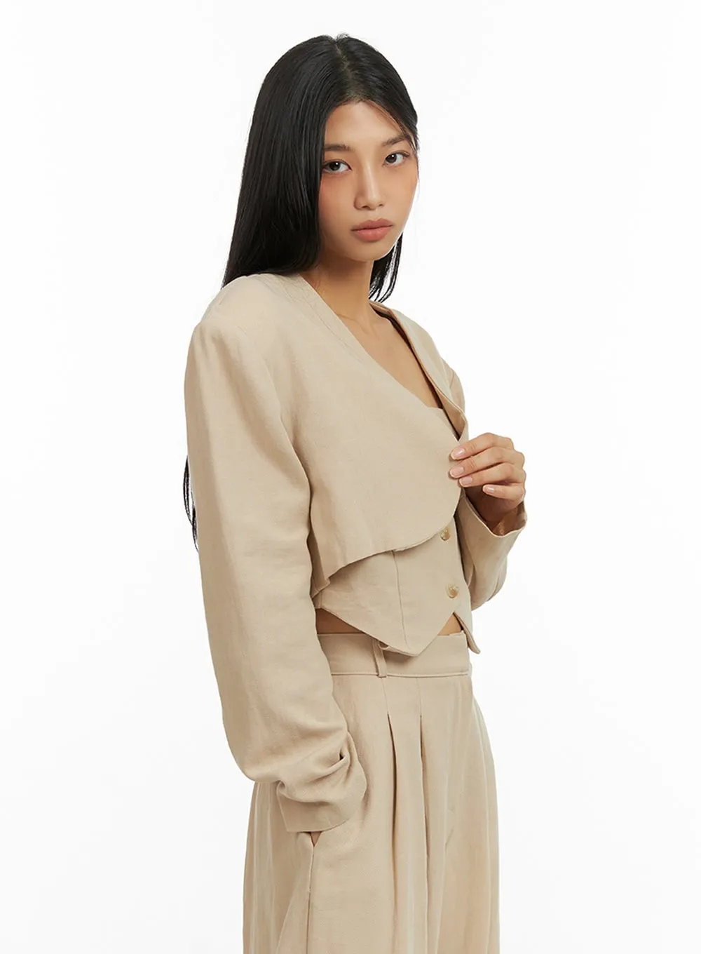 Linen Bolero Jacket IU412