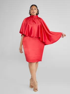 Luanne Satin Cape Dress