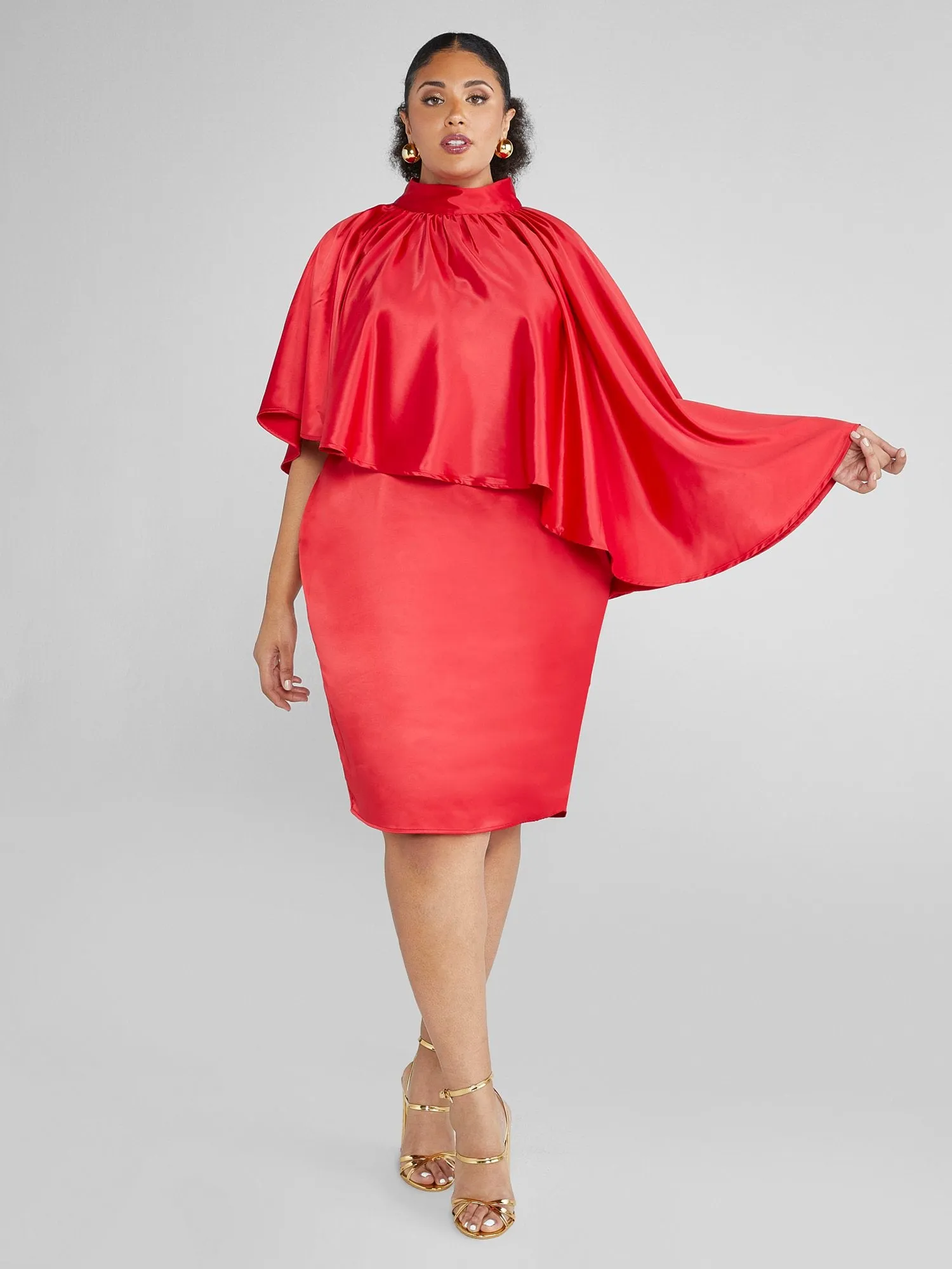 Luanne Satin Cape Dress