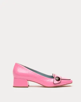 Mackie Crinkle Soft Patent Block Heel Pink