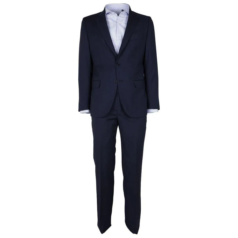 Made in Italy Blue Virgin Wool Mens Suit