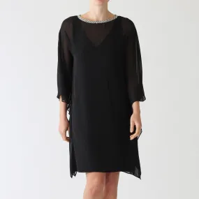 Melissa Noir Dress Crystal Embellished Neck