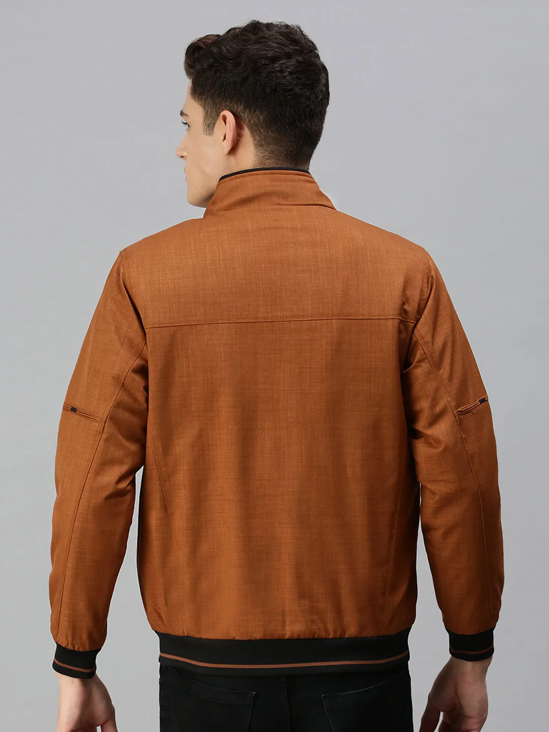 Men Solid Brown Jacket