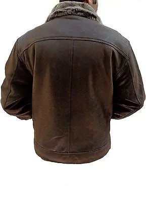 MEN'S AVIATOR LEATHER NEW ZEALAND LAMB JACKET WITH FULLY LINED FUR NEW