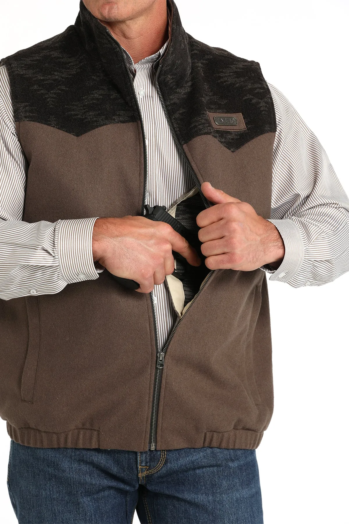 Men's Cinch Concealed Carry Brown Wooly Vest - MWV1543011