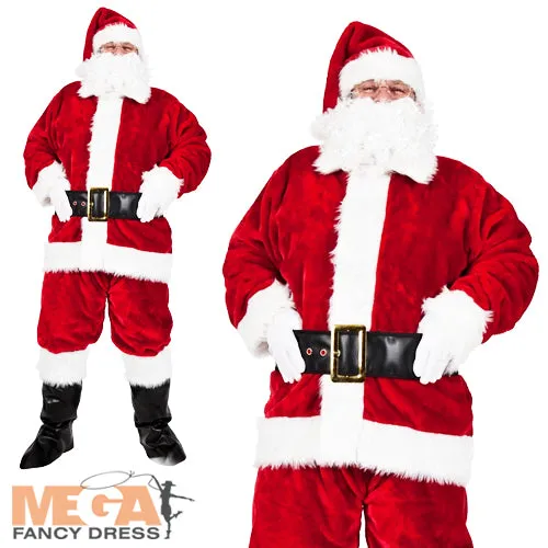 Men's Deluxe Regal Santa Claus Plush Father Christmas Costume