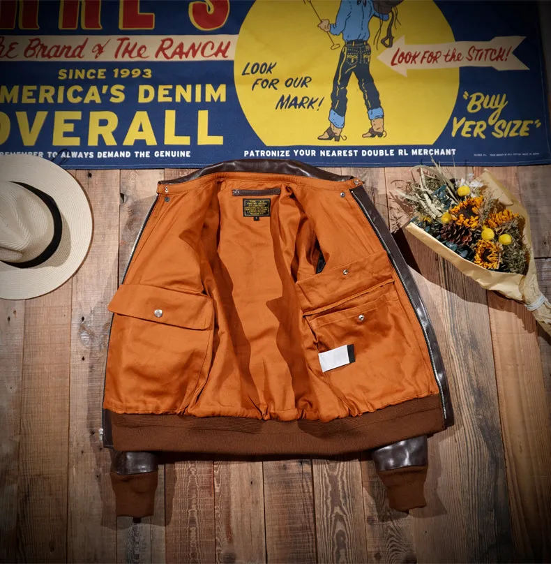 Men's Type A-2 Flight Leather Coat Tan