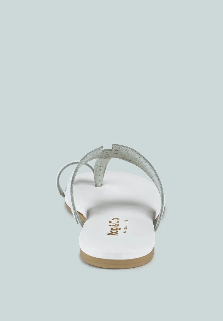 MILA White Toe Ring Thong Slip Ons