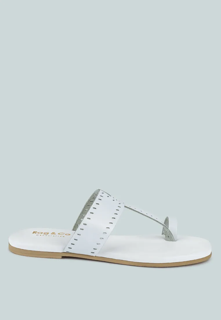 MILA White Toe Ring Thong Slip Ons