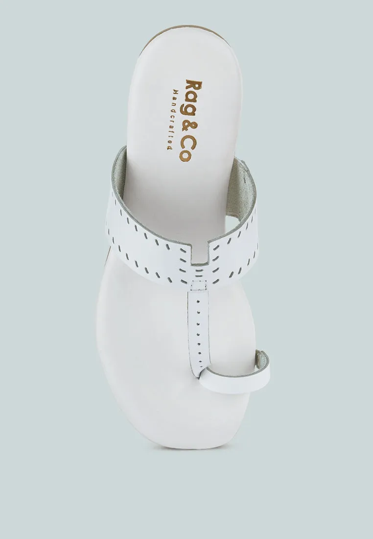 MILA White Toe Ring Thong Slip Ons