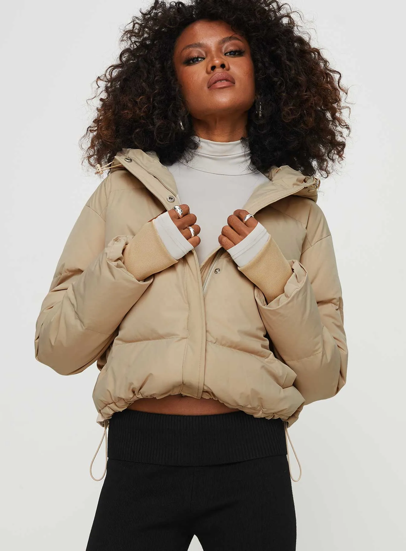 Morrie Hooded Puffer Jacket Latte