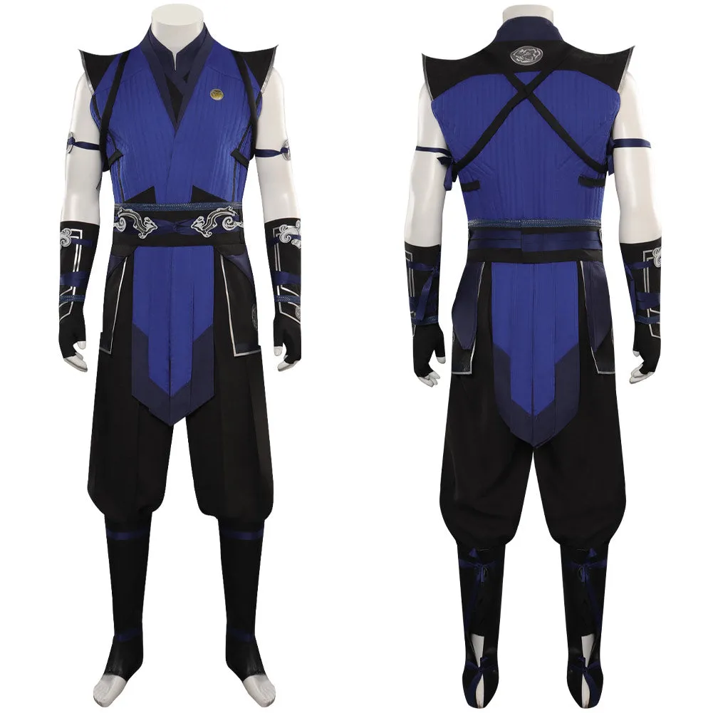 Mortal Kombat Sub-Zero Blue Top Pants Mask Full Outfits Party Carnival Halloween Cosplay Costume