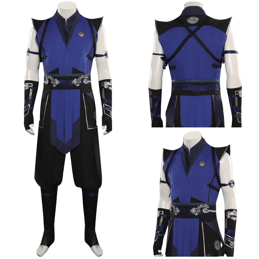 Mortal Kombat Sub-Zero Blue Top Pants Mask Full Outfits Party Carnival Halloween Cosplay Costume