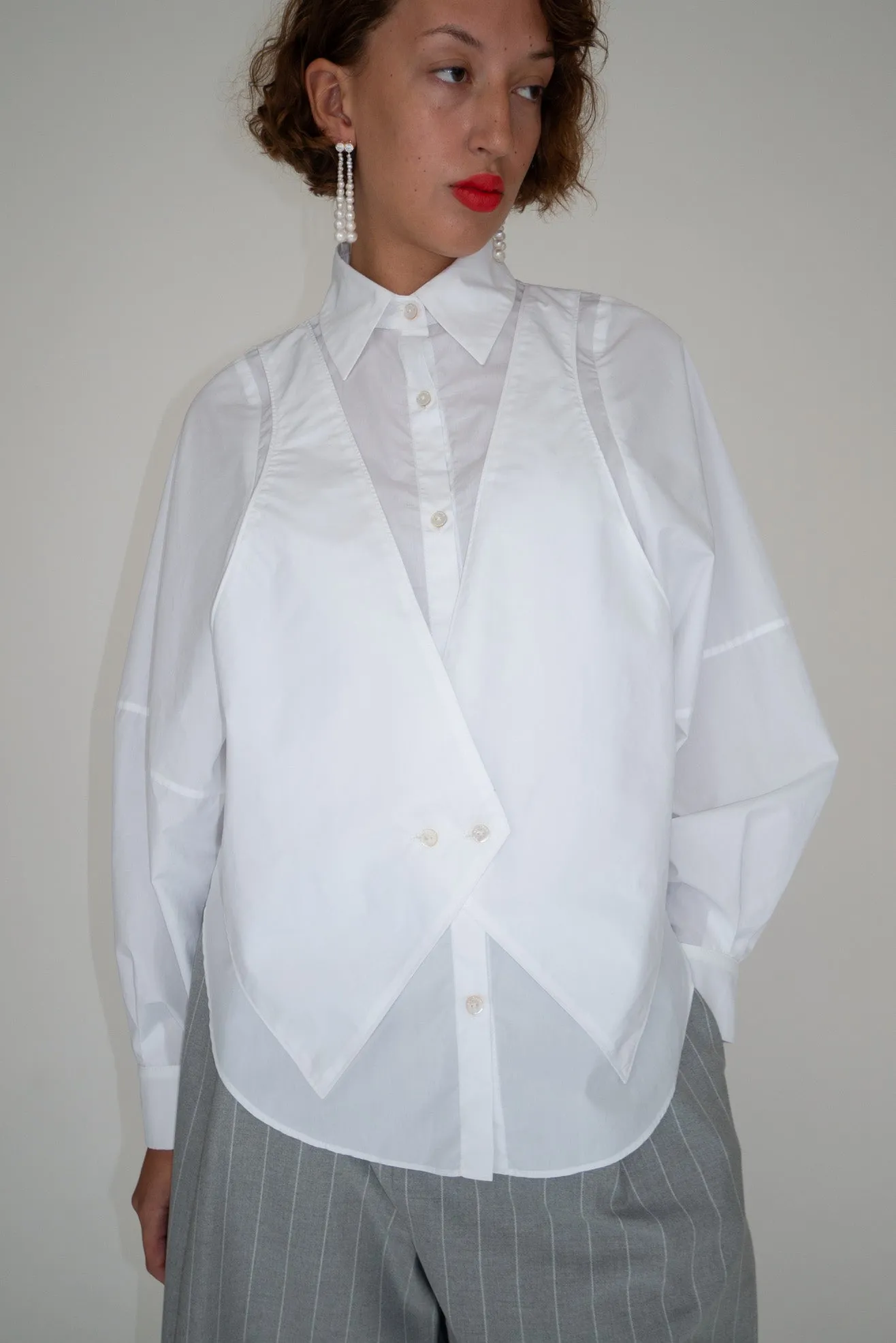 MR. LARKIN, Roberta Vest Shirt, White