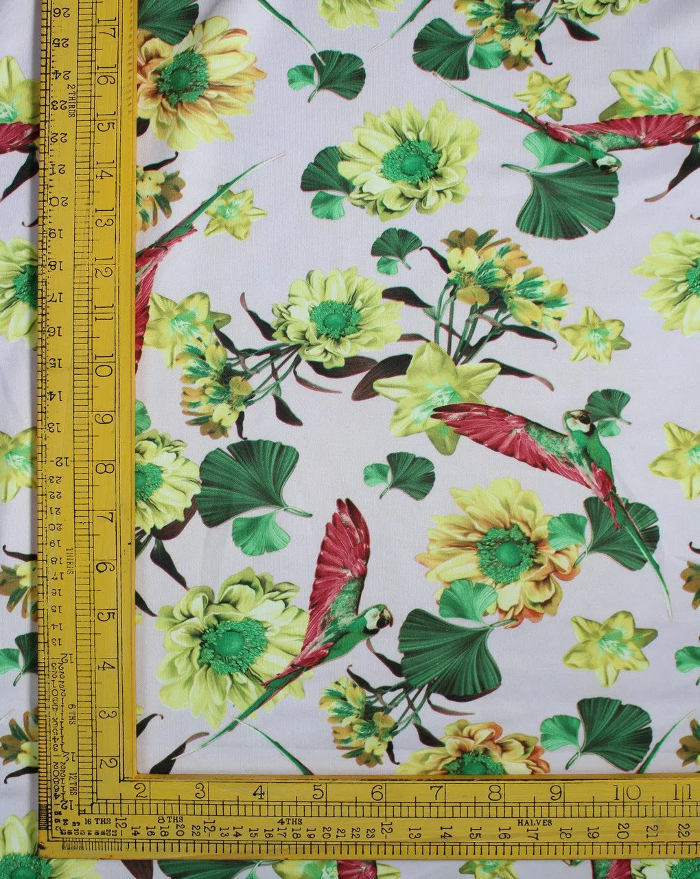 Multicolor Birds Design Polyester Scuba Fabric