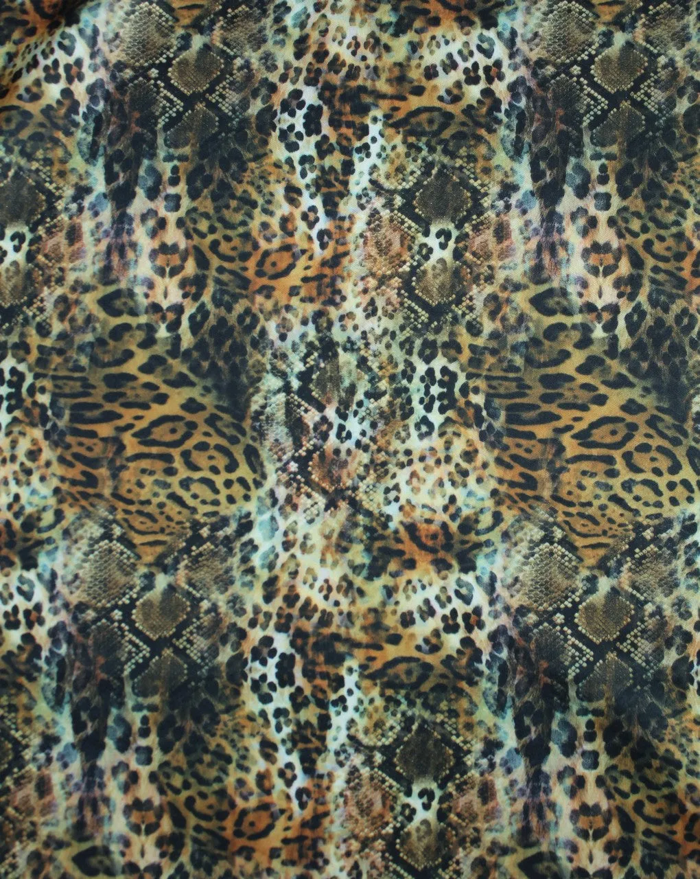 Multicolor Jaguar Design Polyester Scuba Fabric