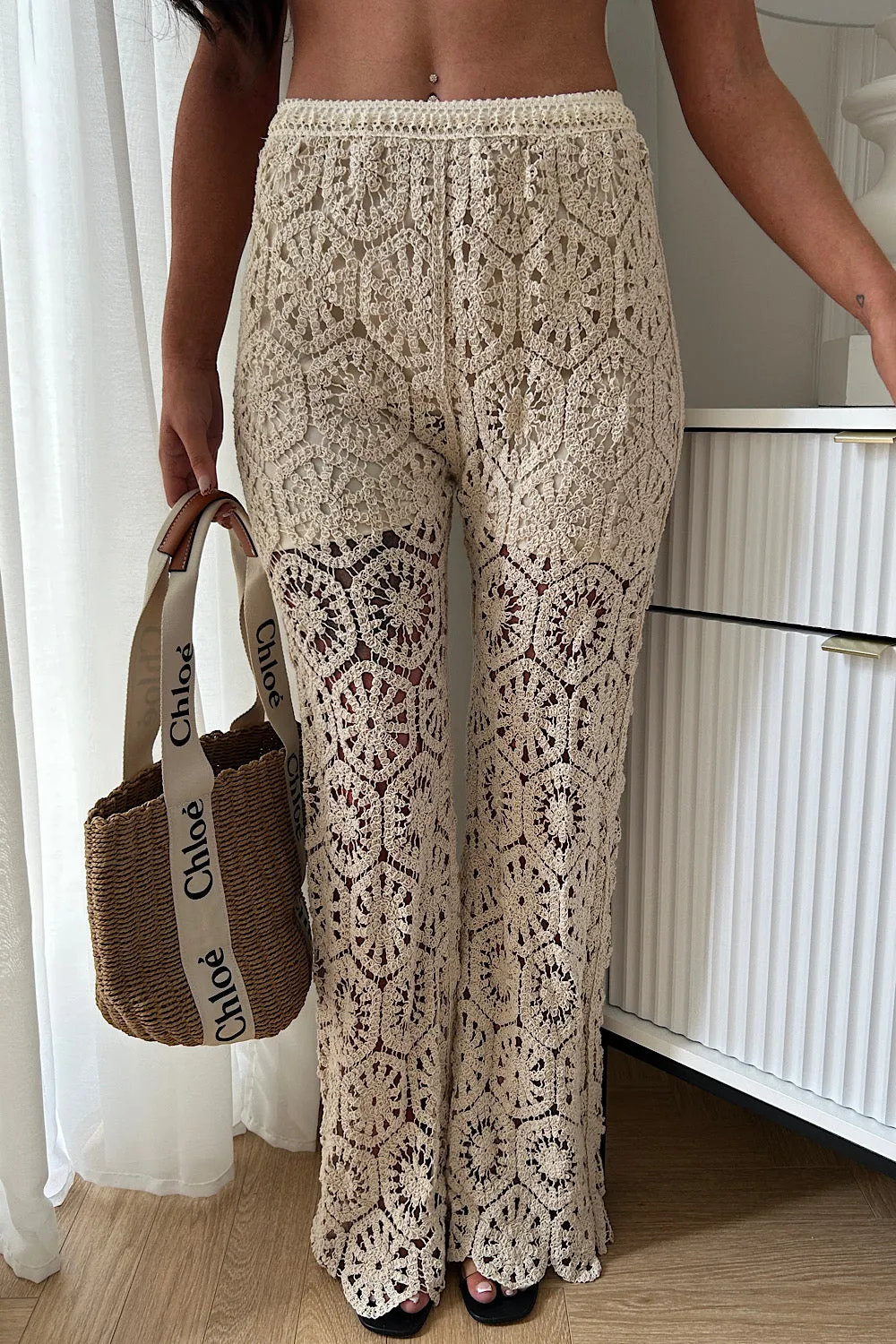 Mykonos Beige Crochet Trousers