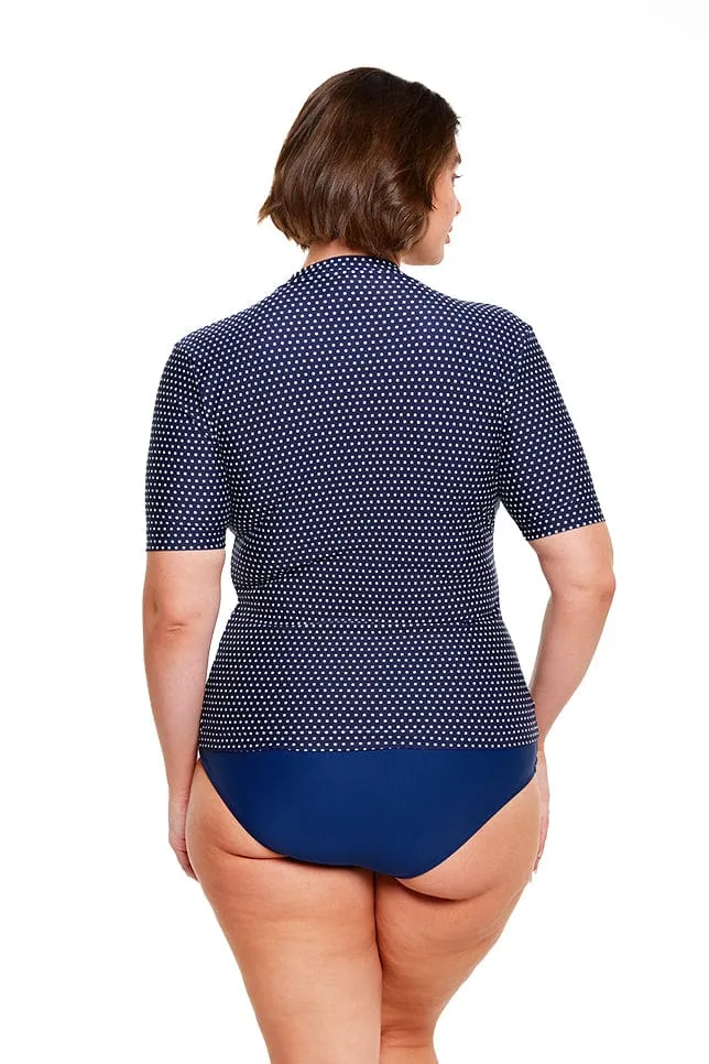 Navy & White Dots Short Sleeve Rash Vest