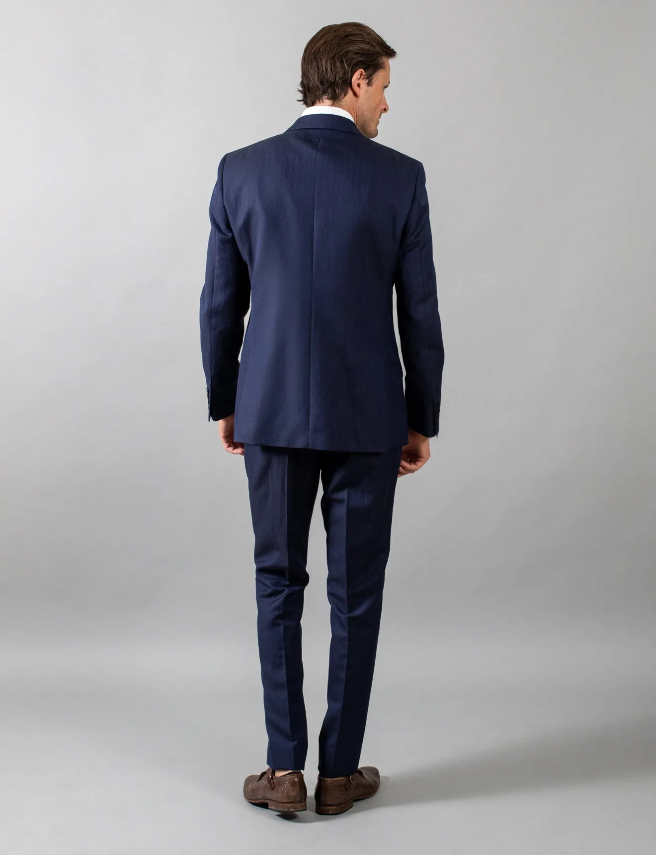 Navy Herringbone Suit Jacket