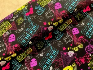 Neon Music Cotton Jersey Fabric